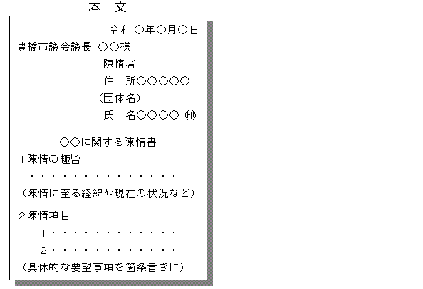書式例(陳情)