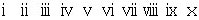 ローマ数字の一覧画像小文字