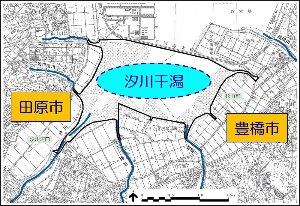 汐川干潟の地図2　詳細