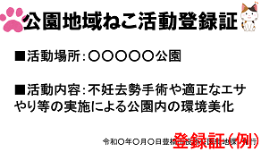 活動登録証（例）うら