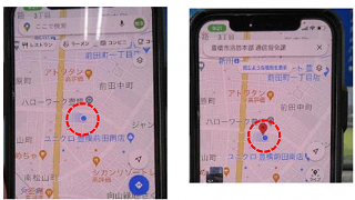 iPhoneでGoogleMap位置表示中の画像